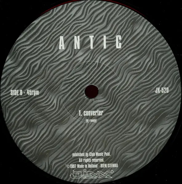 Antic - Pulse / One Nose / Converter, Electronic, Hard Trance, 1996 - Jinx Records, Netherlands, Vinyl 1x 12", 33 ⅓ RPM, 45 R