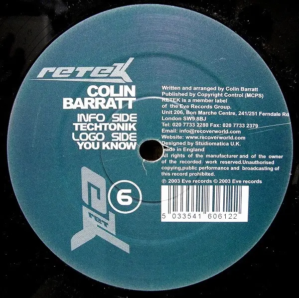 Album cover for You Know / Techtonik by Colin Barratt