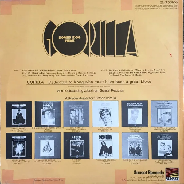 Album cover for Gorilla by Bonzo Dog Doo-Dah Band