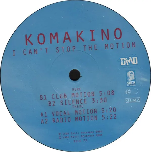 Komakino - I Can't Stop The Motion, Electronic, Acid, Hard Trance, Trance, 1996 - Suck Me Plasma, Germany, Vinyl 1x 12", 45 R