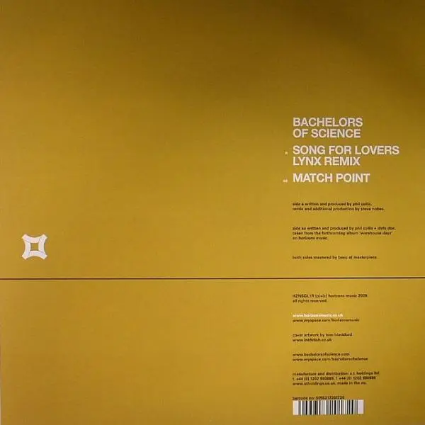 Bachelors Of Science - Song For Lovers (Lynx Remix) / Match Point, Electronic, Drum n Bass, Dubstep, 2009 - Horizons Music, U
