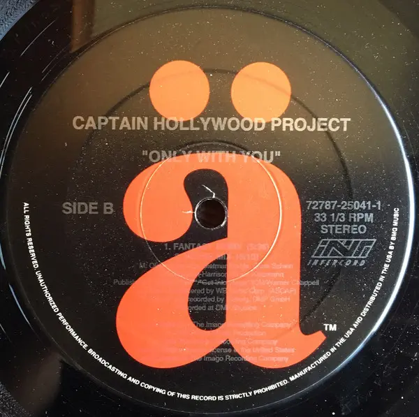 Captain Hollywood Project - Only With You, Electronic, Euro House, 1993 - ä, Intercord, US, Vinyl 1x 12", 33 ⅓ RPM