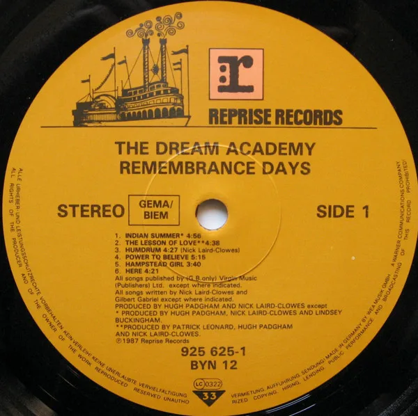 Album cover for Remembrance Days by Dream Academy, The