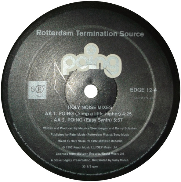 Rotterdam Termination Source - Poing, Electronic, Breakbeat, Gabber, Hardcore, Techno, 1992 - SEP Music, UK, Vinyl 1x 12", 33