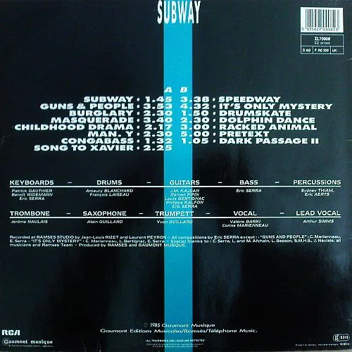 Album cover for Subway (Original Soundtrack From The Movie) by Eric Serra