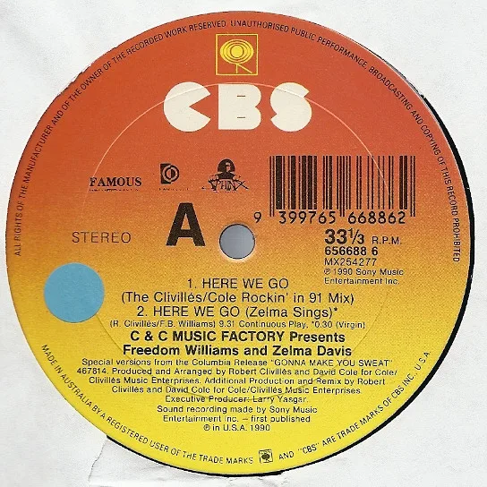 Album cover for Here We Go by C + C Music Factory Presents Freedom Williams And Zelma Davis