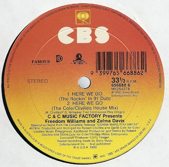 Album cover for Here We Go by C + C Music Factory Presents Freedom Williams And Zelma Davis