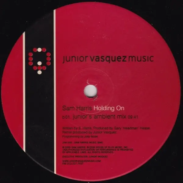 Sam Harris (2) - Holding On, Electronic, House, 2000 - Junior Vasquez Music, US, Vinyl 1x 12"