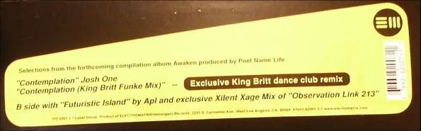 Various - Contemplation, Electronic, Breaks, Deep House, Downtempo, House, Techno, Trip Hop, 2001 - Electromatrix, US, Vinyl 