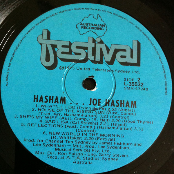 Joe Hasham - Hasham / New World, Folk, World, & Country, Rock, Folk Rock, 1975 - Festival Records, Australia, Vinyl 1x LP, Al