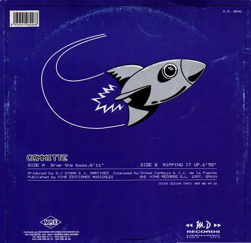 Committee - Drop The Bass, Electronic, Progressive House, Techno, 1997 - MD Records, Spain, Vinyl 1x 12", 45 RPM