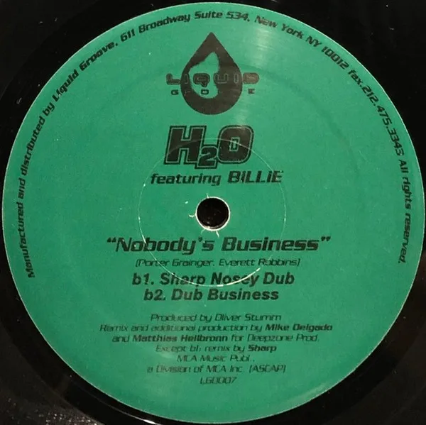Album cover for Nobody's Business (Remixes By Deep Zone And Sharp) by H2O Featuring Billie