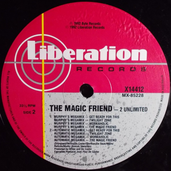 2 Unlimited - The Magic Friend, Electronic, Euro House, 1992 - Liberation Records, Australia, Vinyl 1x 12", 33 ⅓ RPM