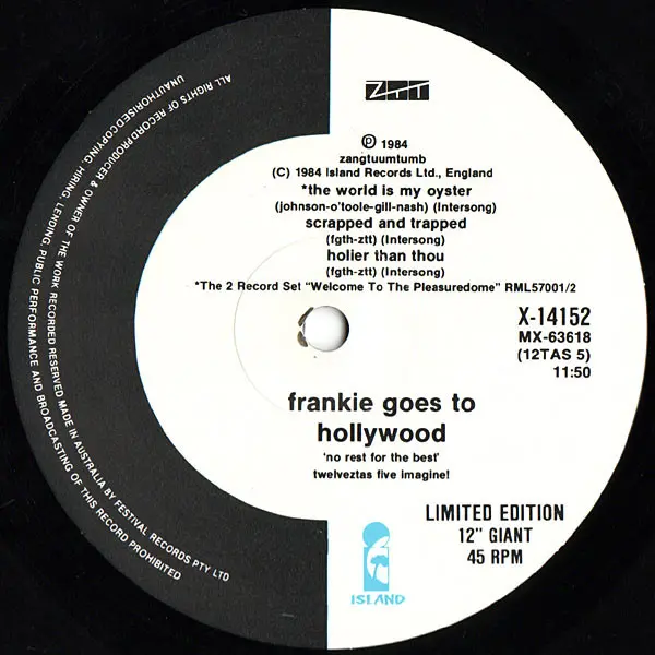 Frankie Goes To Hollywood - The Power Of Love, Electronic, Synth-pop, 1984 - Island Records, ZTT, Australia, Vinyl 1x 12", Si