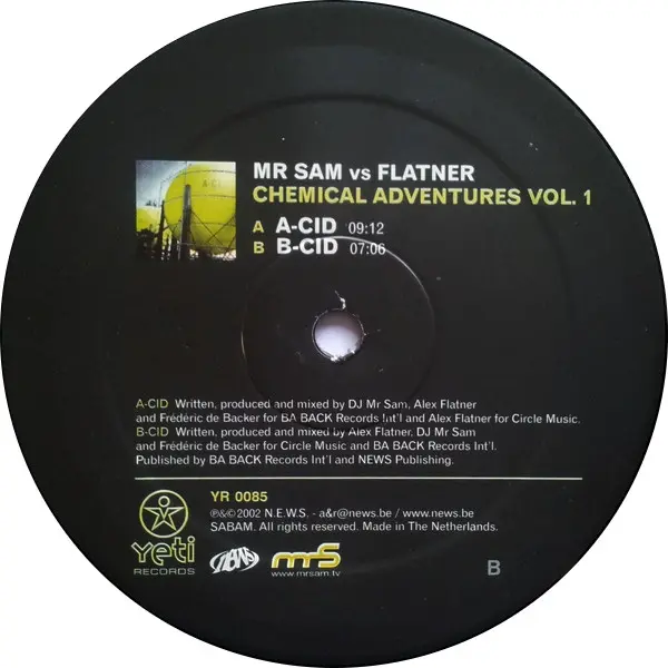 Mr. Sam vs. Alex Flatner - Chemical Adventures Vol. 1, Electronic, Progressive House, 2002 - Yeti Records, Belgium, Vinyl 1x 