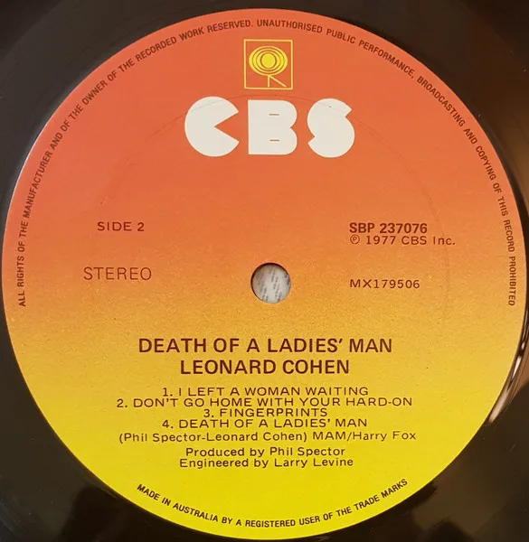 Album cover for Death Of A Ladies' Man by Leonard Cohen