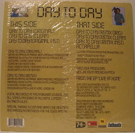 Album cover for Day To Day by Richy Pitch
