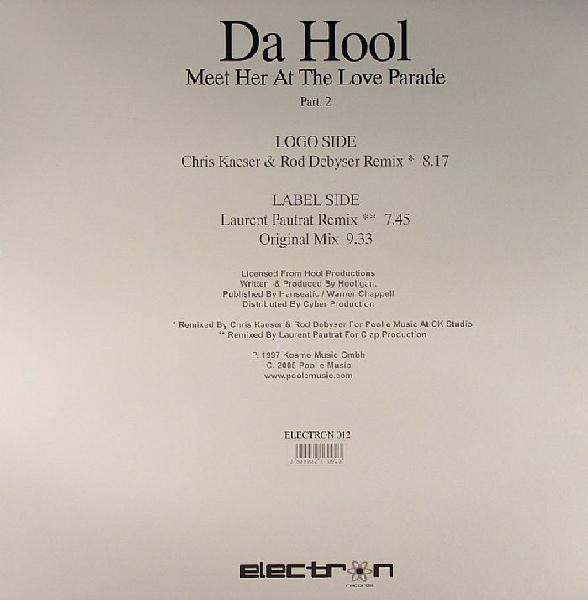 Da Hool - Meet Her At The Love Parade (Part 2), Electronic, Electro, Progressive House, 2005 - Electron Records, France, Viny