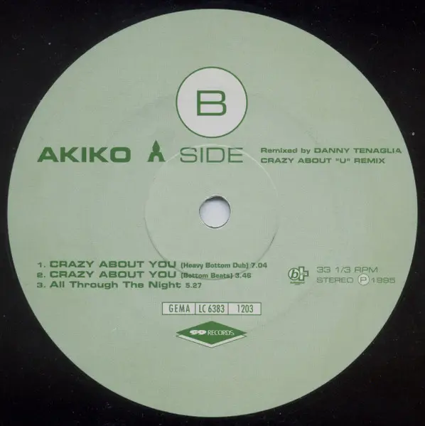 Akiko (13) - Crazy About "U" (Remix), Electronic, House, 1995 - 99 Records, Germany, Vinyl 1x 12", 33 ⅓ RPM