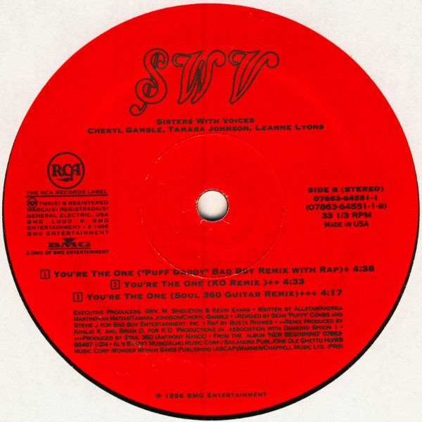 SWV - You're The One (Remixes), Funk / Soul, Hip Hop, Contemporary R&B, New Jack Swing, Pop Rap, 1996 - RCA, US, Vinyl 1x 12"