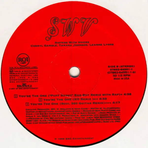 SWV - You're The One (Remixes), Funk / Soul, Hip Hop, Contemporary R&B, New Jack Swing, Pop Rap, 1996 - RCA, US, Vinyl 1x 12"