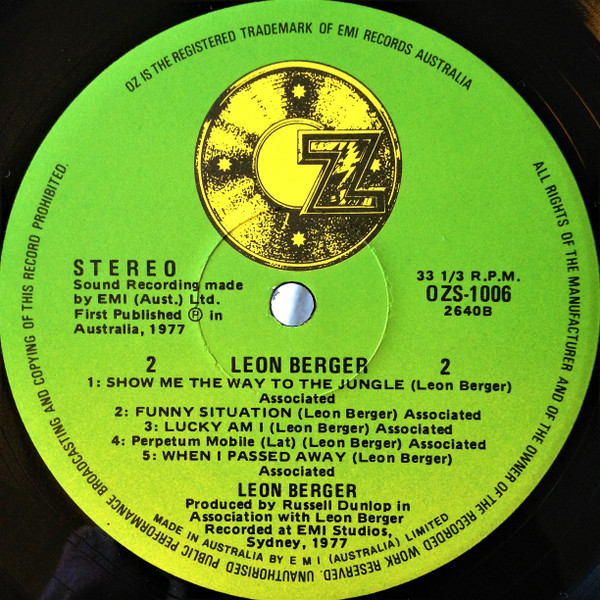 Leon Berger - Leon Berger, Pop, 1977 - OZ Records (2), Australia, Vinyl 1x LP, Album