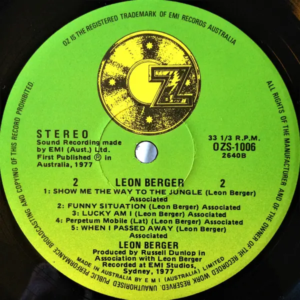 Leon Berger - Leon Berger, Pop, 1977 - OZ Records (2), Australia, Vinyl 1x LP, Album
