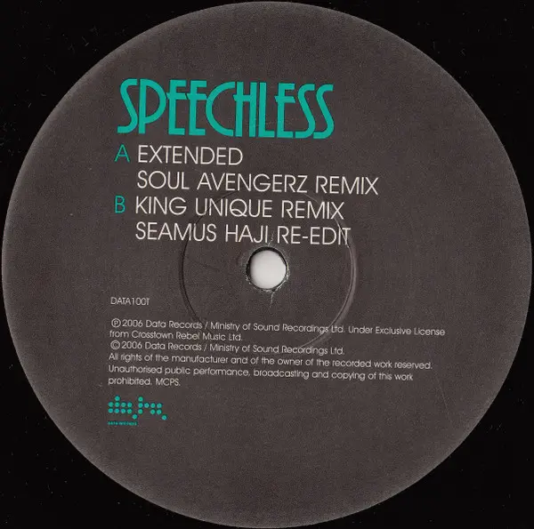 Mish Mash (2) - Speechless, Electronic, House, 2006 - Data Records, UK, Vinyl 1x 12", 33 ⅓ RPM