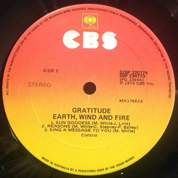 Album cover for Gratitude by Earth, Wind & Fire