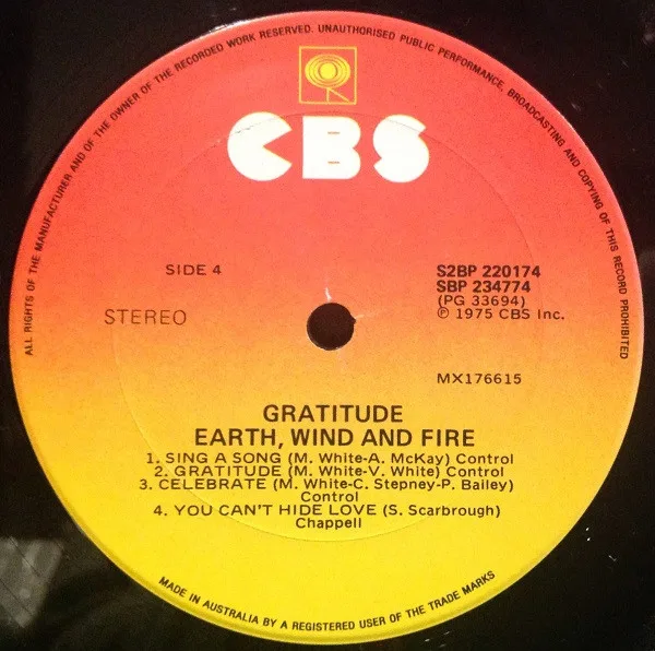 Album cover for Gratitude by Earth, Wind & Fire