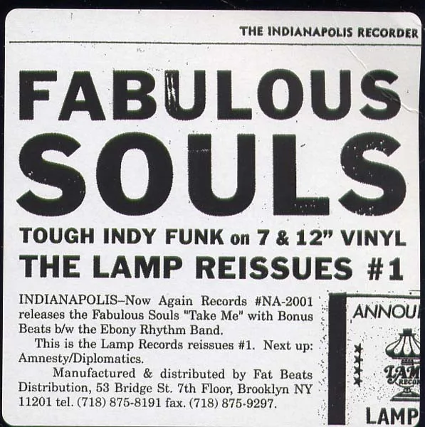 Album cover for Take Me / The Thought Of Losing Your Love by Fabulous Souls / Ebony Rhythm Band