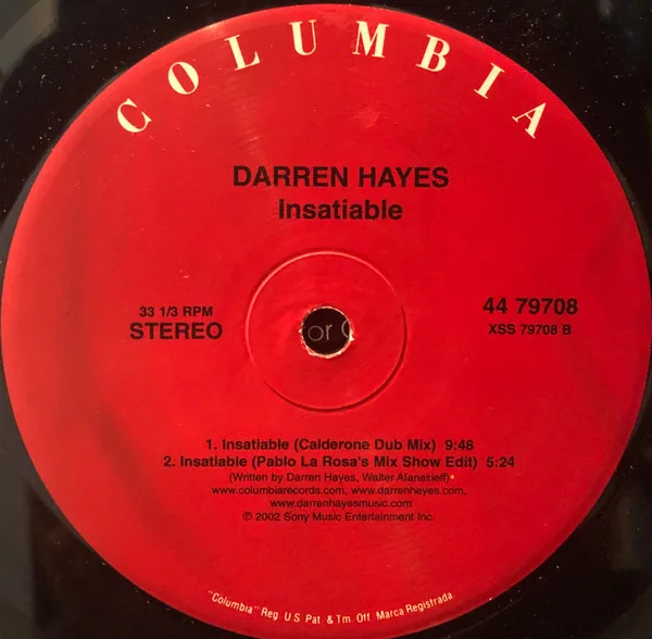 Album cover for Insatiable by Darren Hayes