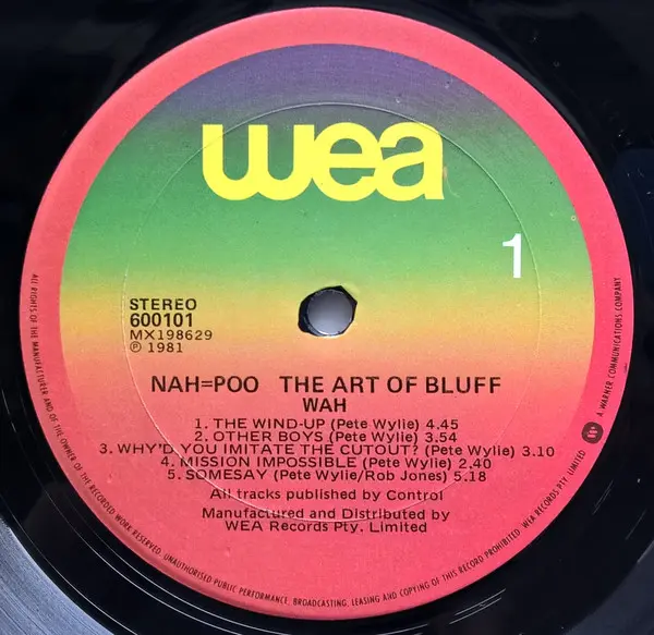 Wah! - Nah=Poo - The Art Of Bluff, Rock, New Wave, 1981 - WEA, Australia, Vinyl 1x LP, Album