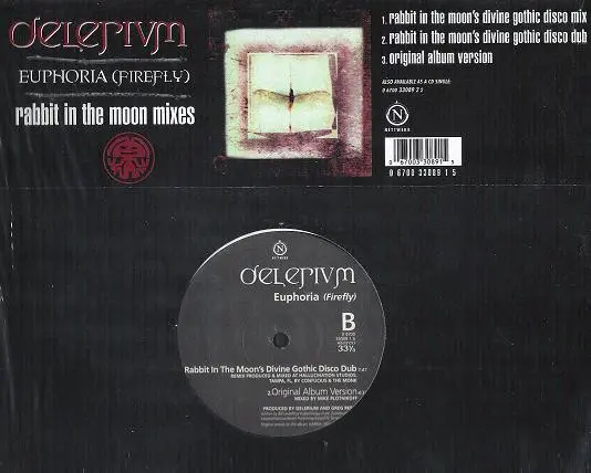 Delerium - Euphoria (Firefly) Rabbit In The Moon Mixes, Electronic, Downtempo, Progressive House, 1997 - Nettwerk, Canada, Vi