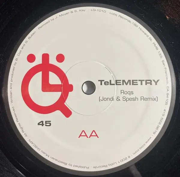 Telemetry - Roqs, Electronic, Progressive House, 2001 - Loöq Records, US, Vinyl 1x 12"