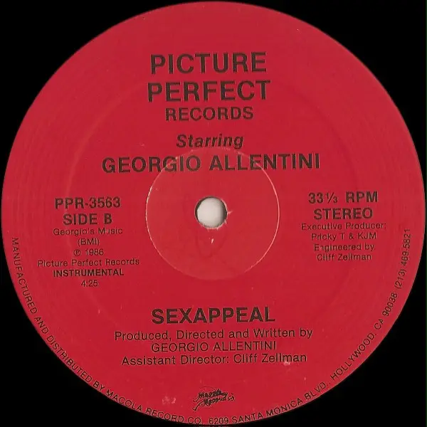 Georgio (2) - Sexappeal, Electronic, Synth-pop, 1986 - Macola Record Co., Picture Perfect Records, US, Vinyl 1x 12", 33 ⅓ RPM