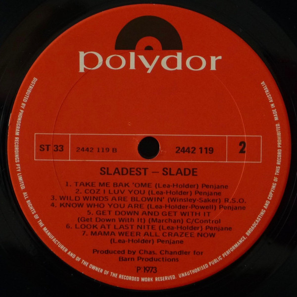 Slade - Sladest, Rock, Classic Rock, Glam, 1973 - Polydor, Australia, Vinyl 1x LP, Compilation, Stereo Gatefold