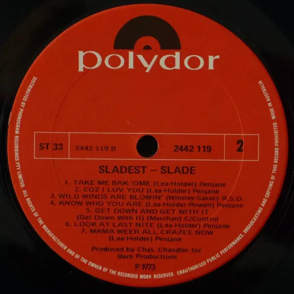Slade - Sladest, Rock, Classic Rock, Glam, 1973 - Polydor, Australia, Vinyl 1x LP, Compilation, Stereo Gatefold