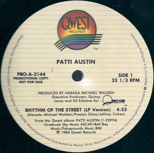 Patti Austin - Rhythm Of The Street - 1984 - Disco - Qwest Records - Vinyl 1x 12", 33 ⅓ RPM, Promo
