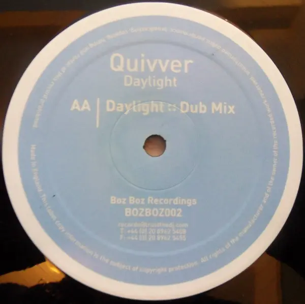 Quivver - Daylight, Electronic, Progressive House, 2003 - BozBoz, UK, Vinyl 1x 12", 33 ⅓ RPM