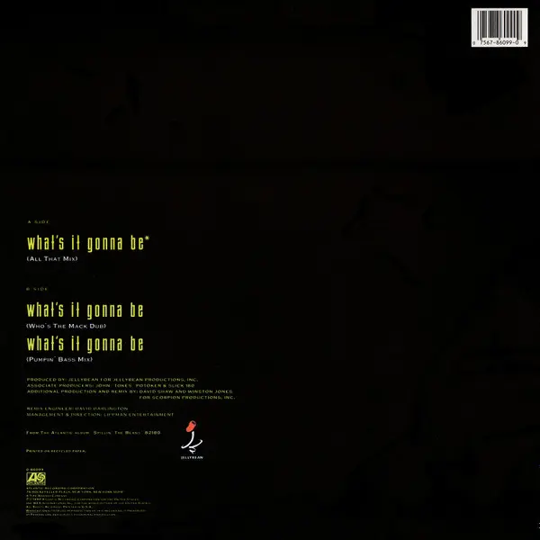 John "Jellybean" Benitez Featuring Niki Haris - What's It Gonna Be - 1990 - House - Atlantic - Vinyl 1x 12", 33 ⅓ RPM, Stereo