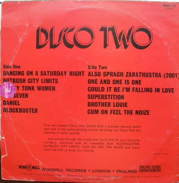 Unknown Artist - Disco Two, Funk / Soul, Pop, Rock, Disco, Soul, 1974 - Windmill (3), UK, Vinyl 1x LP