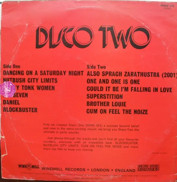 Unknown Artist - Disco Two, Funk / Soul, Pop, Rock, Disco, Soul, 1974 - Windmill (3), UK, Vinyl 1x LP