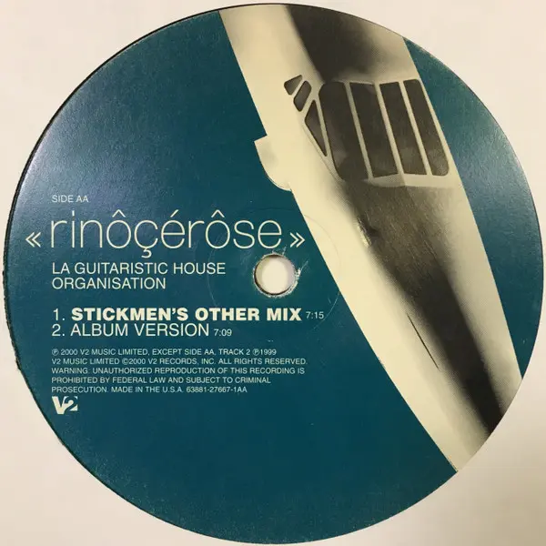 Rinôçérôse - Mes Vacances A Rio / La Guitaristic House Organisation, Electronic, Deep House, 2000 - V2, US, Vinyl 1x 12", 33 