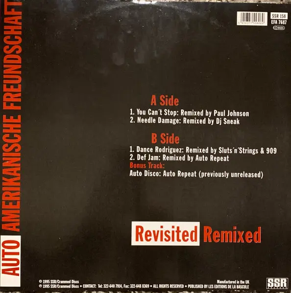Auto Repeat - Auto-Amerikanische Freundschaft (Revisited Remixed), Electronic, Experimental, House, Techno, 1995 - SSR Record