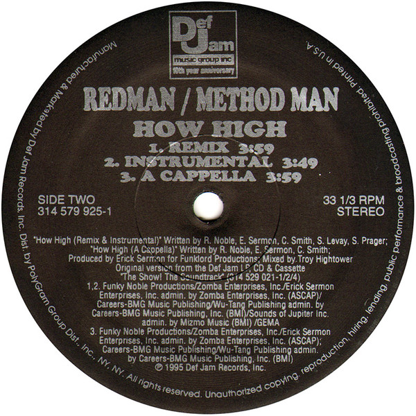 Method Man & Redman - How High, Hip Hop, Stage & Screen, Soundtrack, 1995 - Def Jam Music Group Inc., US, Vinyl 1x 12", 33 ⅓ 