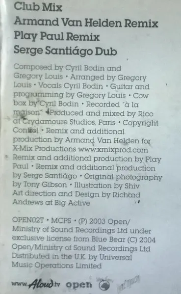 Aloud - Bob O'Lean, Electronic, Electro, House, 2004 - Open, UK, Vinyl 1x 12", Single, 33 ⅓ RPM