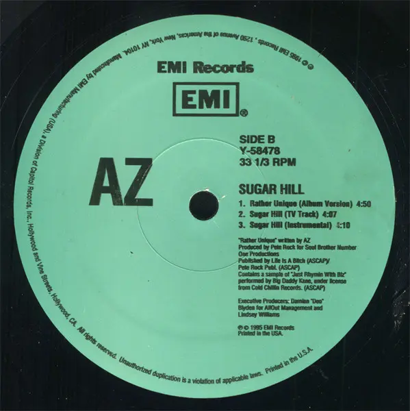 AZ - Sugar Hill (Remix), Hip Hop, 1995 - EMI, US, Vinyl 1x 12"