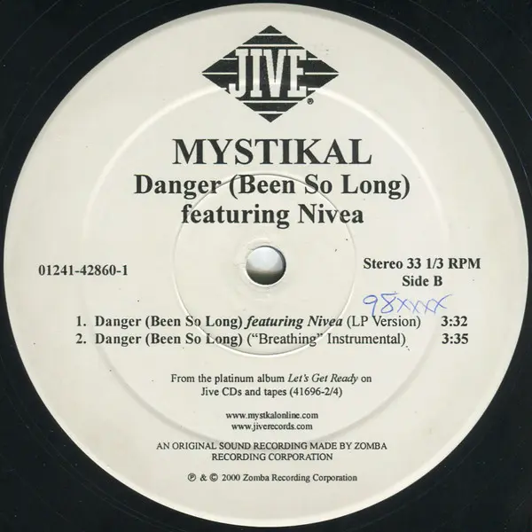 Mystikal Featuring Nivea - Danger (Been So Long), Hip Hop, Pop Rap, 2000 - Jive, US, Vinyl 1x 12", 33 ⅓ RPM, Single
