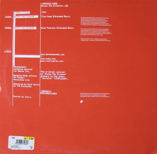 Depeche Mode - Enjoy The Silence···04, Electronic, House, Synth-pop, 2004 - Mute, Europe, Vinyl 1x 12", 33 ⅓ RPM, Single